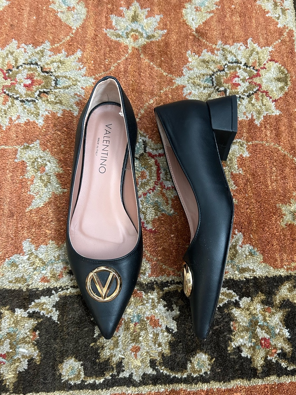 Valentino Pointed Toe Block Heel Ballet Flats